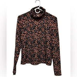 Self Esteem Women's Size Medium Blue‎ Floral Top Blouse Long Sleeve Shirt BP0803